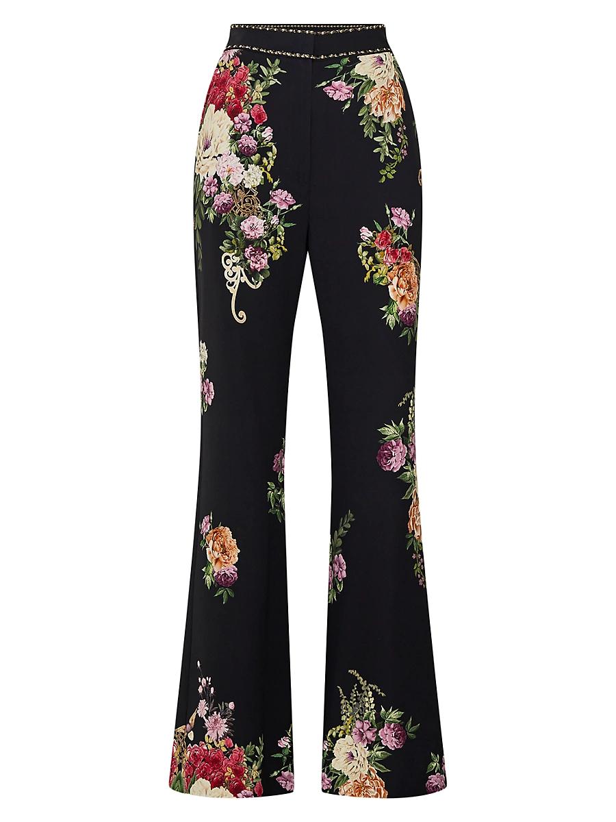 Womens Adorned Floral Flared Pants Product Image