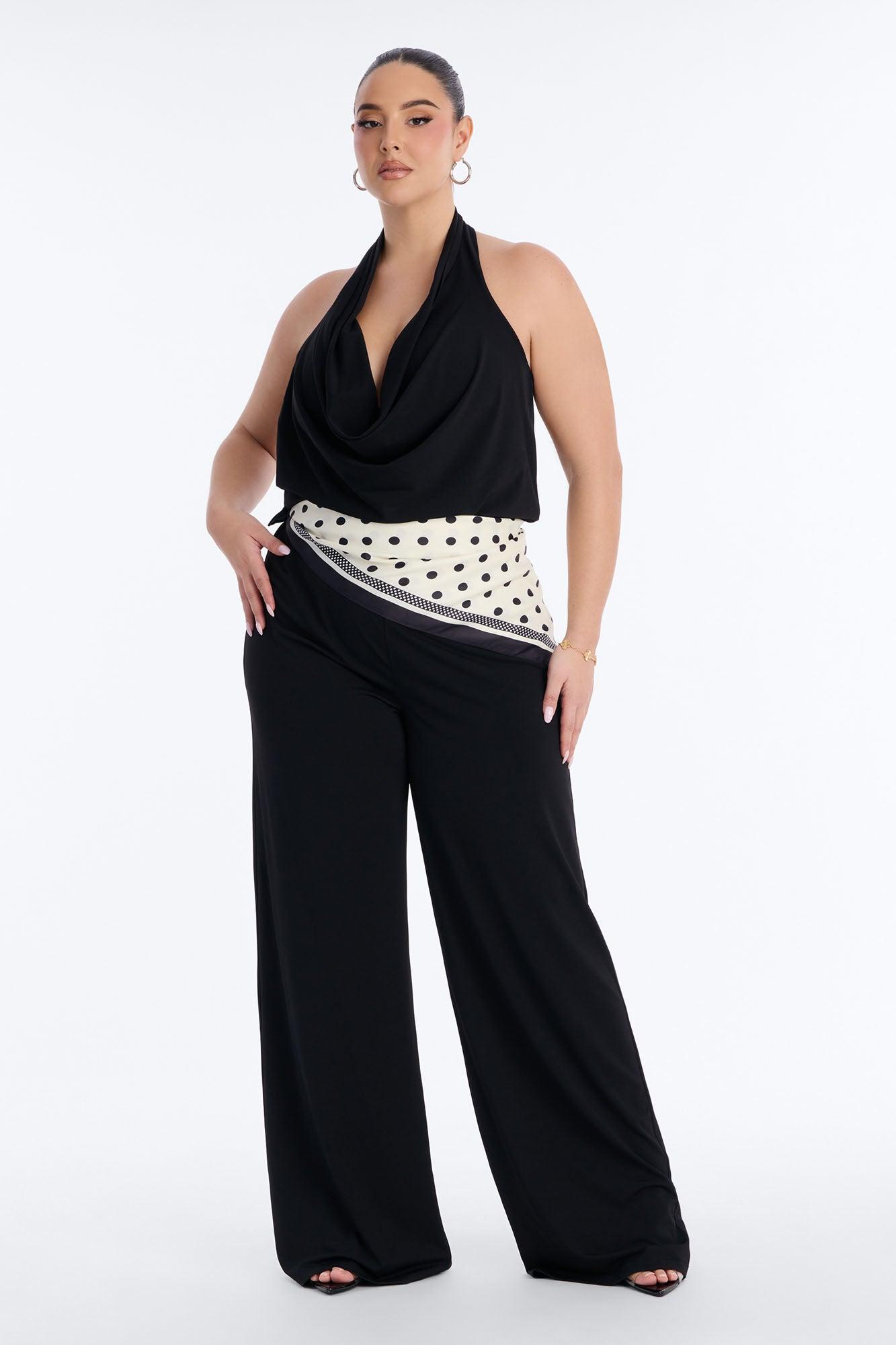 Joanne Backless Scarf Tie 2 Piece Jumpsuit Set - Black Female Product Image