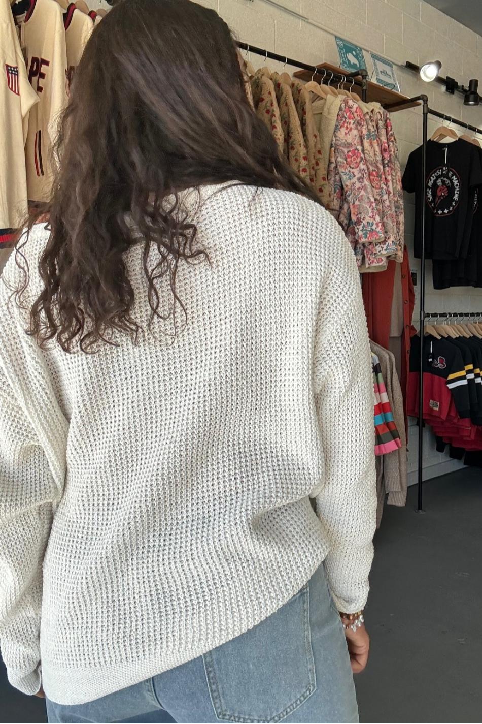 Women's Loose Fit Slant Neck Knit Top Product Image