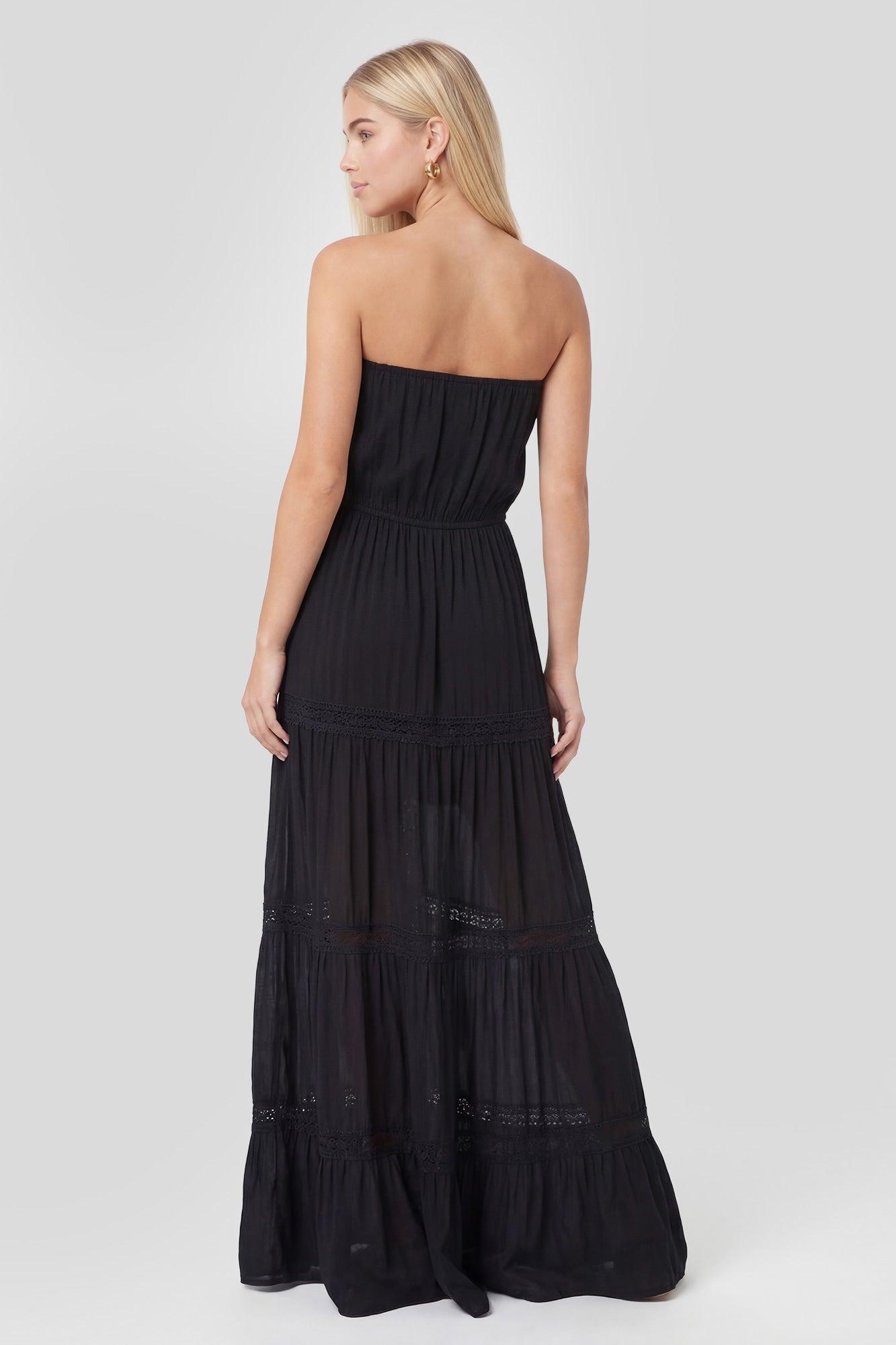 Lace Trim Strapless Maxi Dress Female Product Image