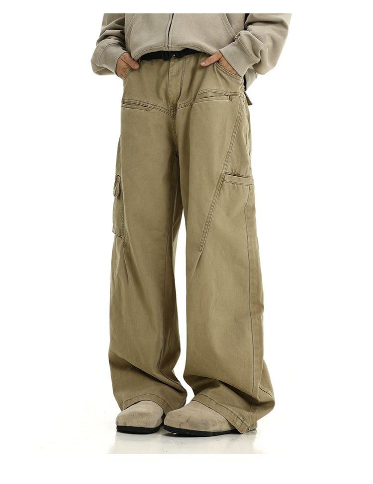 Trendy American Retro Washed Wide-Leg Cargo Logging Pants Product Image