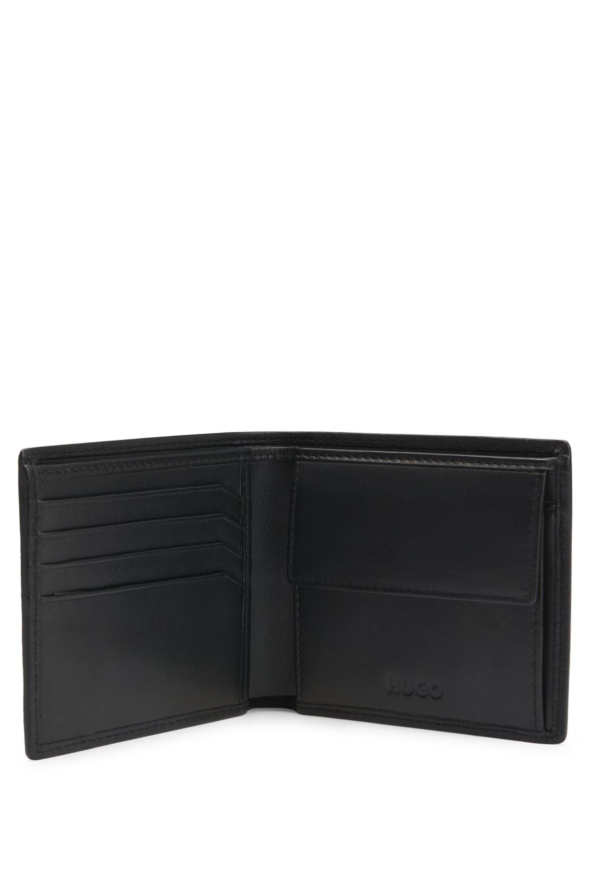 Leather folding wallet with geometric logos Product Image