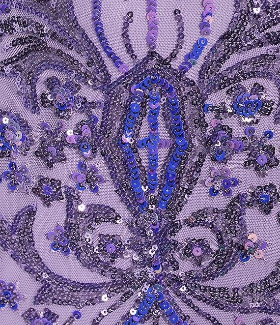 Blondie Nites Sequin Pattern Pinch Front Spaghetti Strap Tie Back Gown Product Image