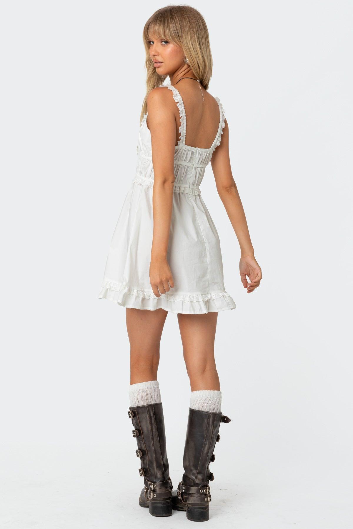 Eyelet Frill Mini Dress Product Image