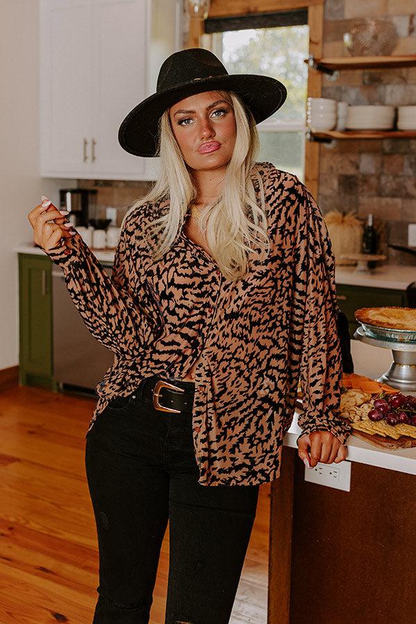 Modern Muse Velvet Burnout Top in Iced Mocha Product Image