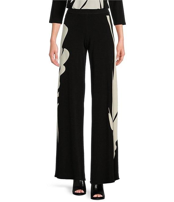 Eva Varro Coordinating Brushstroke Print Wide-Leg Pull-On Knit Pants Product Image