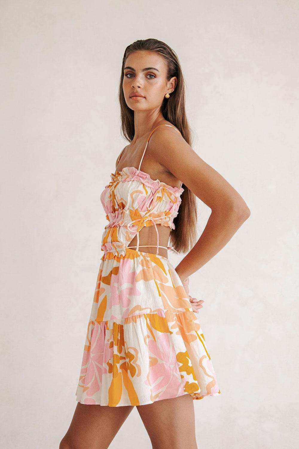 Kelia Draw Dress - Hibiscus Product Image