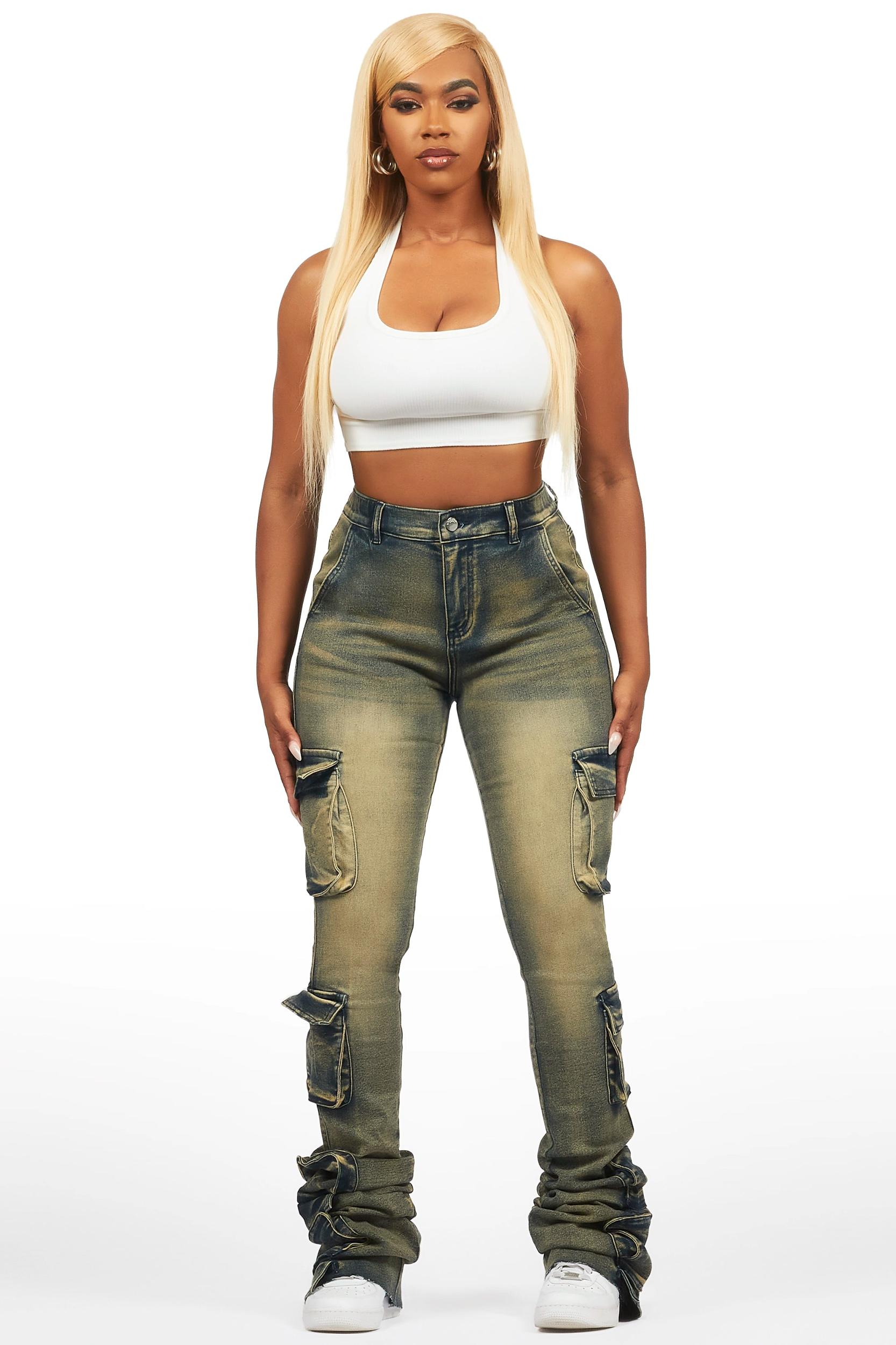 Phoebe Tinted Dark Wash Super Stacked Jean Female Product Image