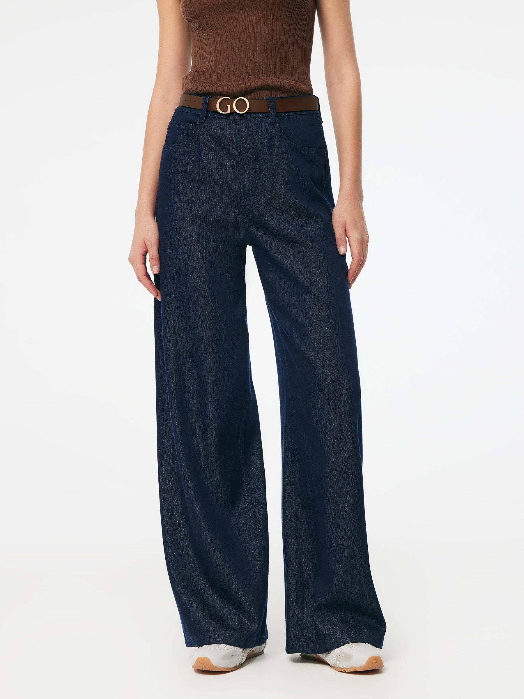 Denim Glitter Detailed Women Loose Straight Jeans Product Image