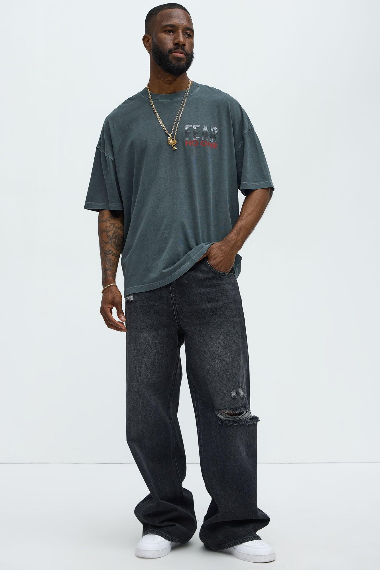 Fear No One Oversized Short Sleeve Tee - Grey Product Image