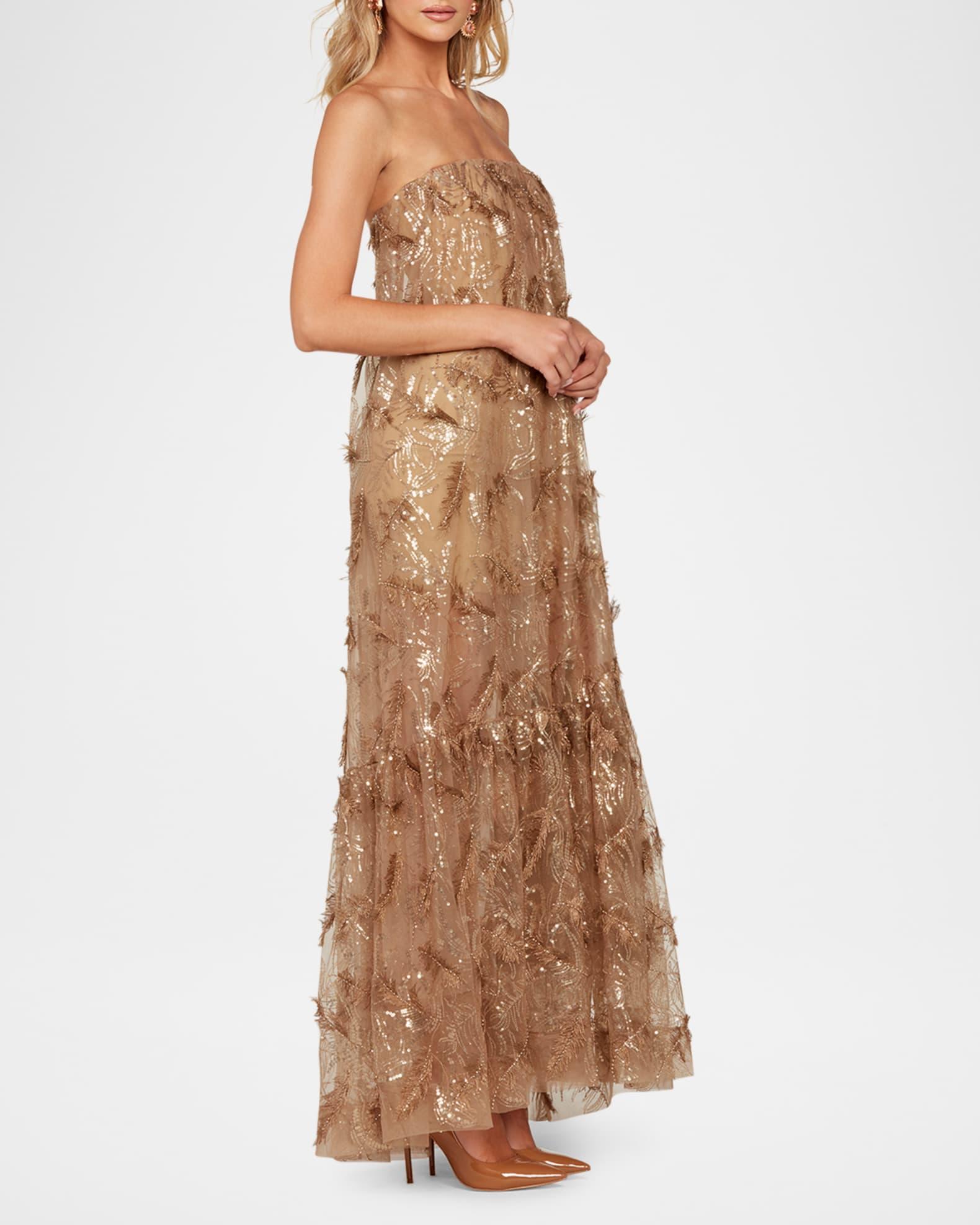 Cara Strapless Sequin Embroidered Gown Product Image