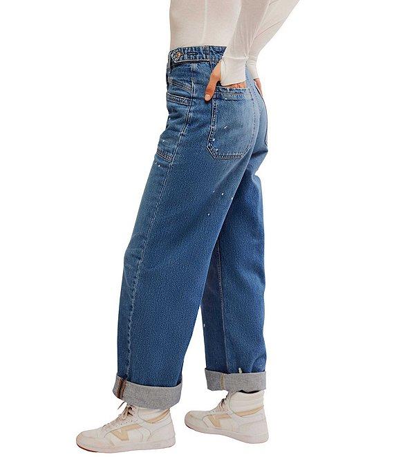 Free People Palmer Mid Rise Relaxed Button Waist Cuffed Jeans Product Image