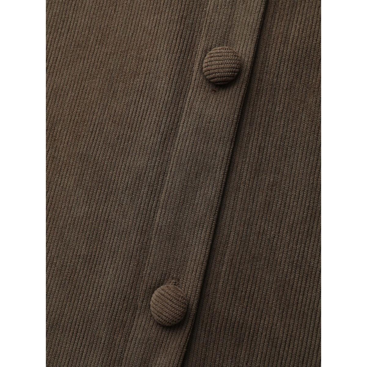 Plus Size Textured Fringe Button Down Jacket Women DarkBrown Texture Patch pocket Casual Jackets BloomChic 28/5X Product Image