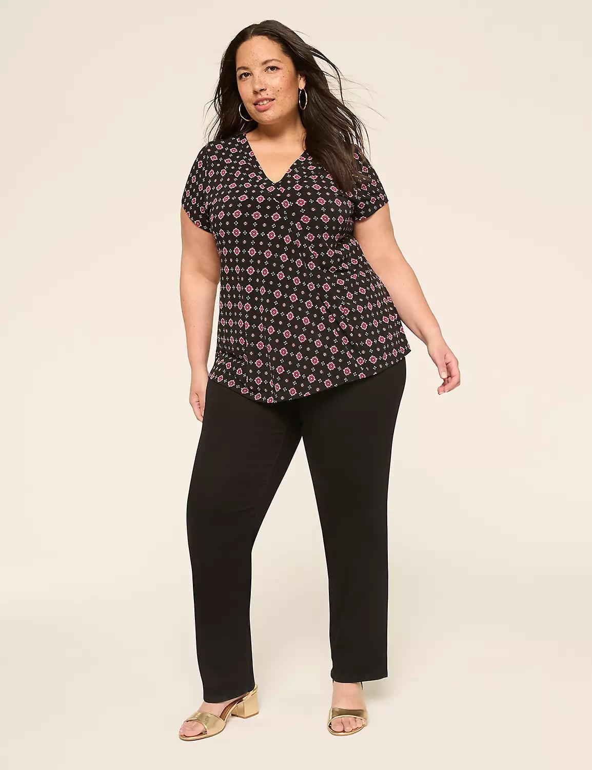 Cap-Sleeve Pleat-Front Top Product Image