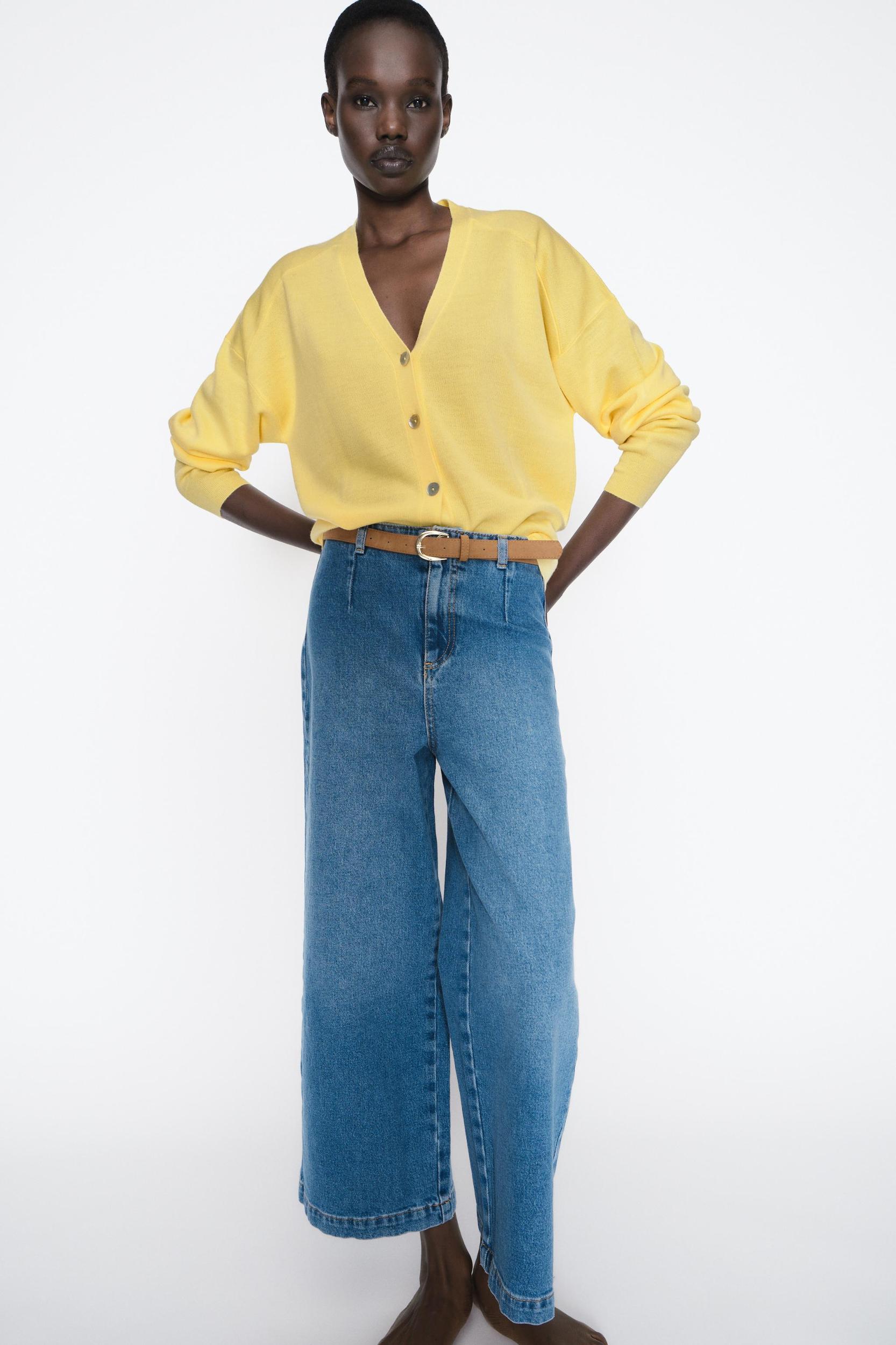 Z1975 BELTED HIGH RISE CROPPED WIDE LEG JEANS Product Image