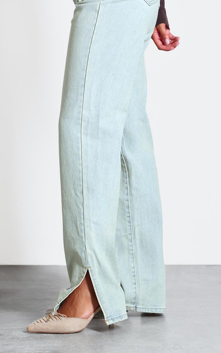  Light Blue Vintage Wash Split Hem Jeans Product Image