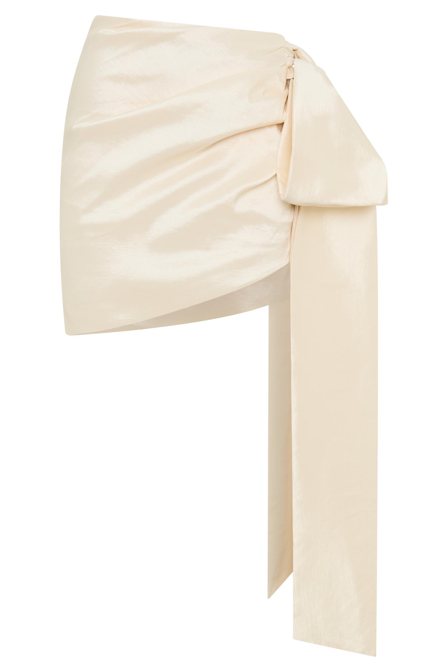 Becca Taffeta Mini Skirt With Tie - Ivory Product Image