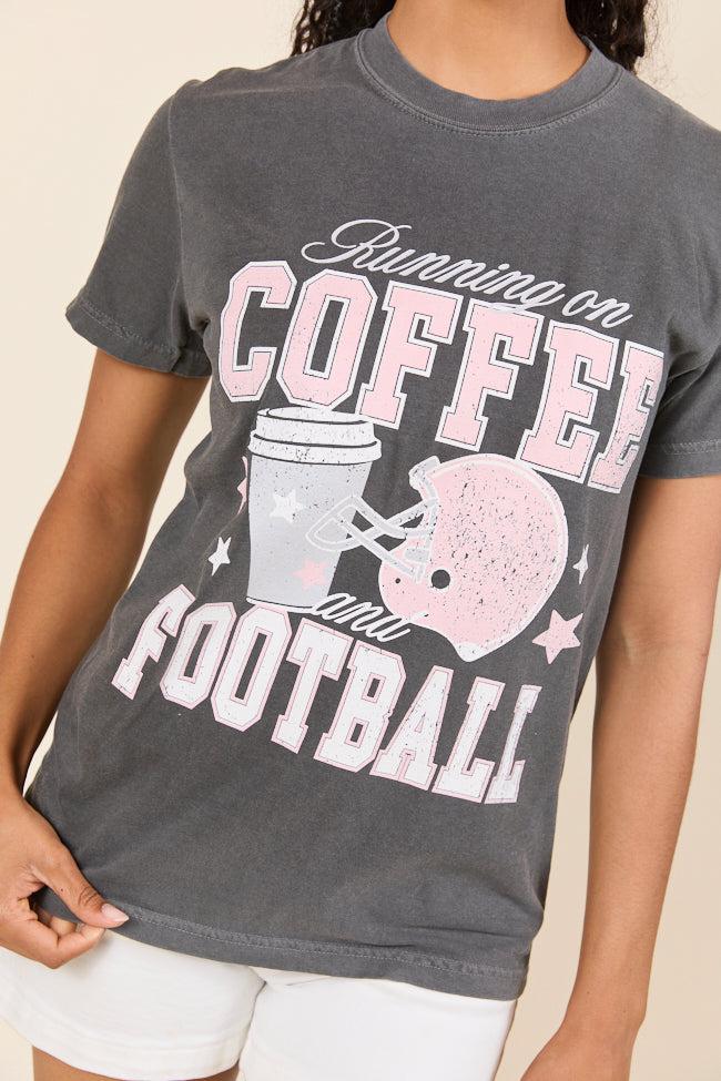 Running on Coffee and Football Dark Grey Graphic Tee Product Image