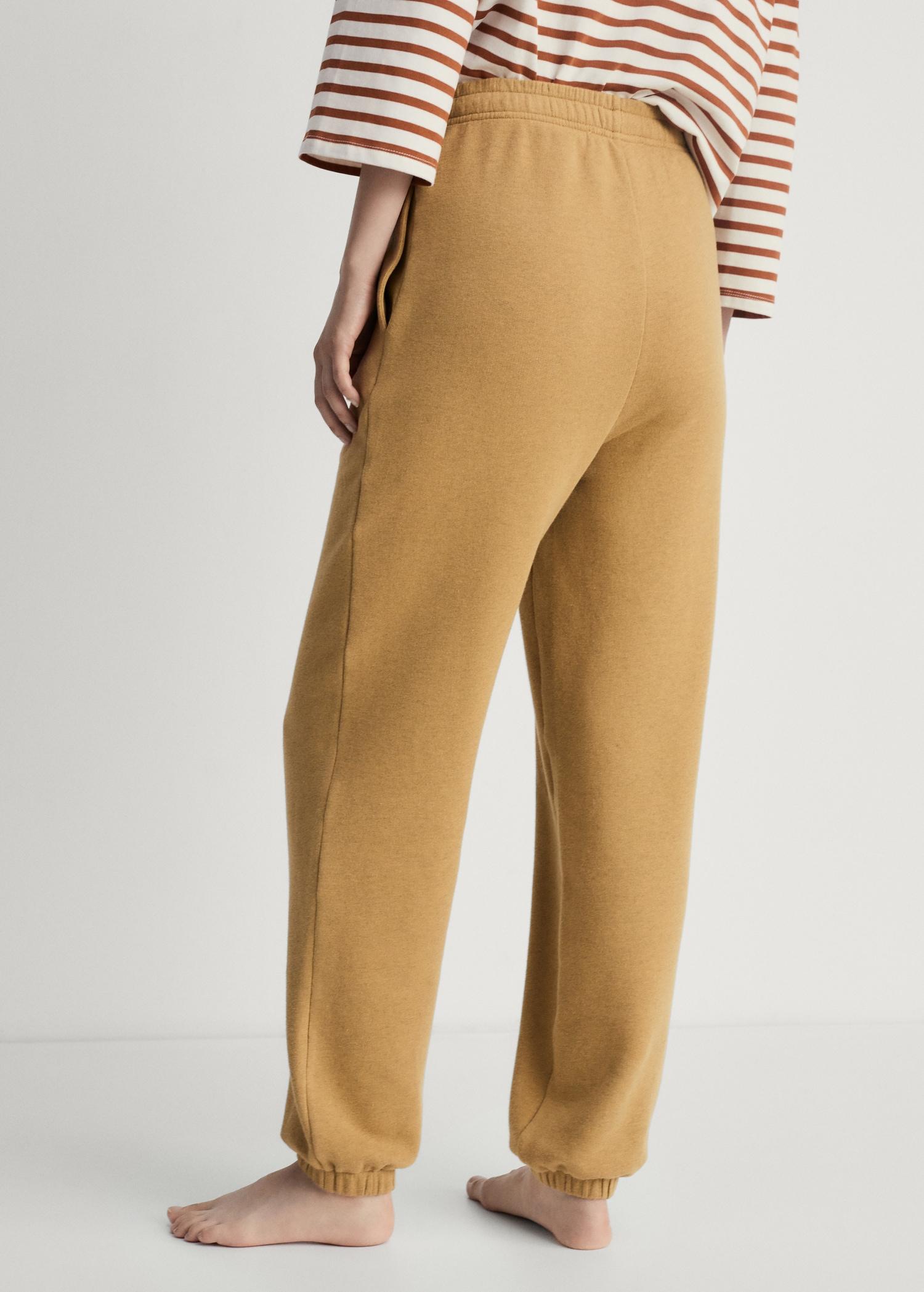 Heather fleece cotton pants - Women | MANGO USA Product Image