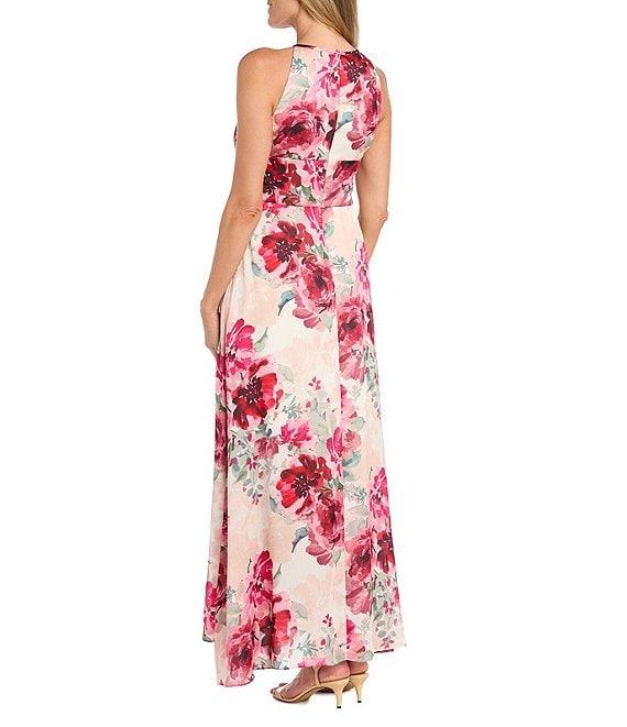 R & M Richards Halter Keyhole Floral Printed A-Line Dress Product Image