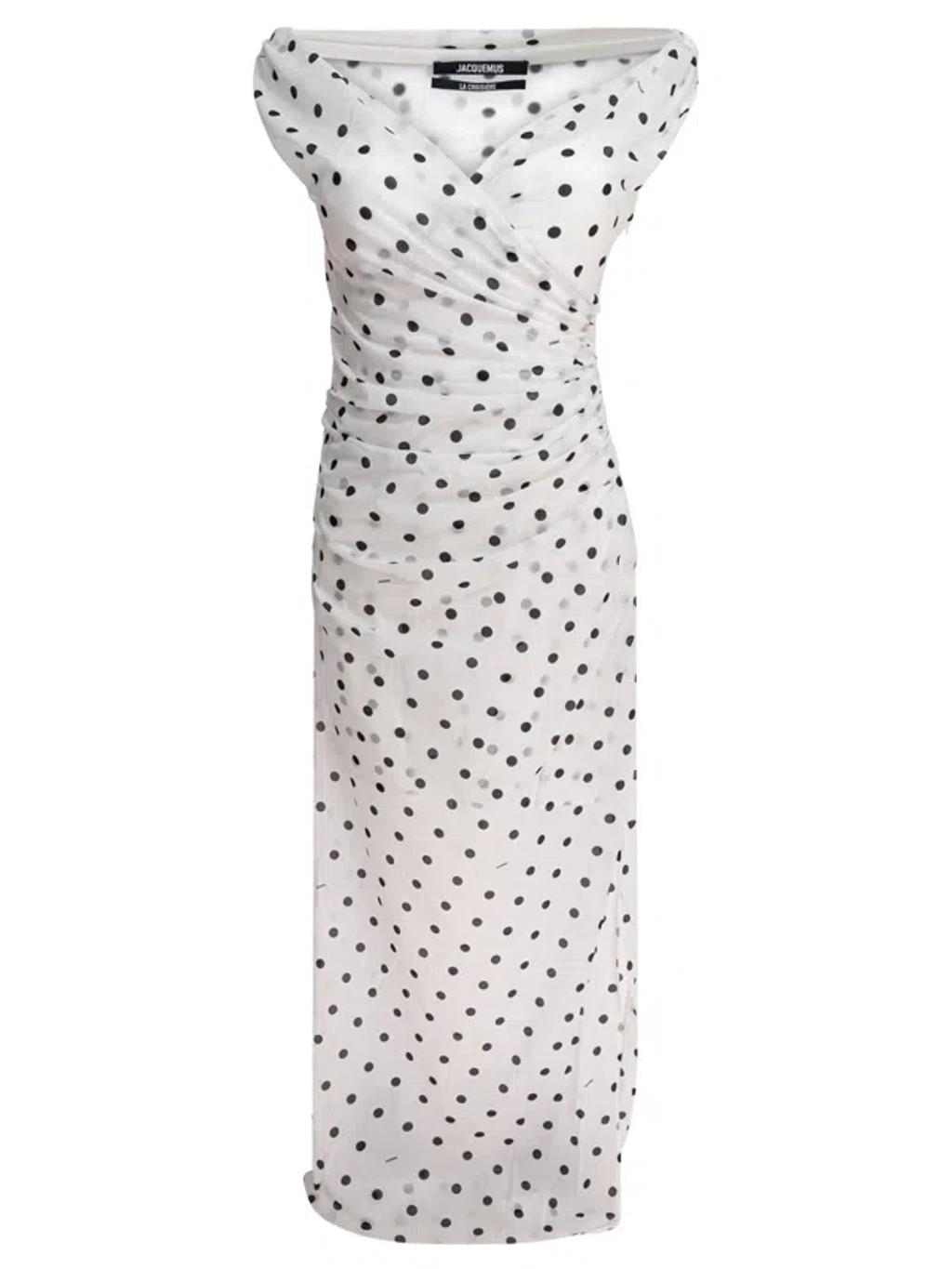 JACQUEMUS Women Rita Pois Long Dress In White Product Image