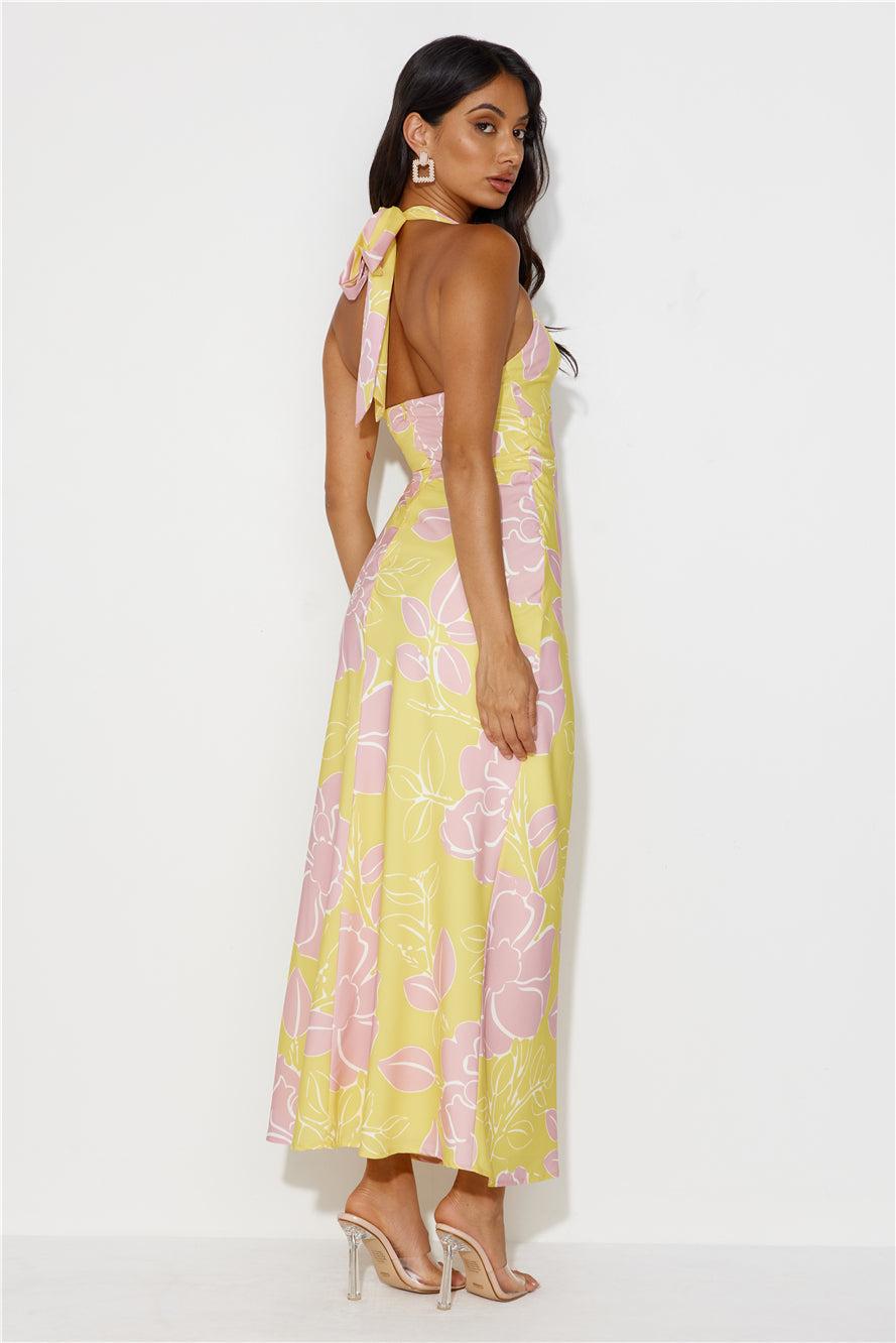 Oasis Hour Halter Maxi Dress Yellow Product Image