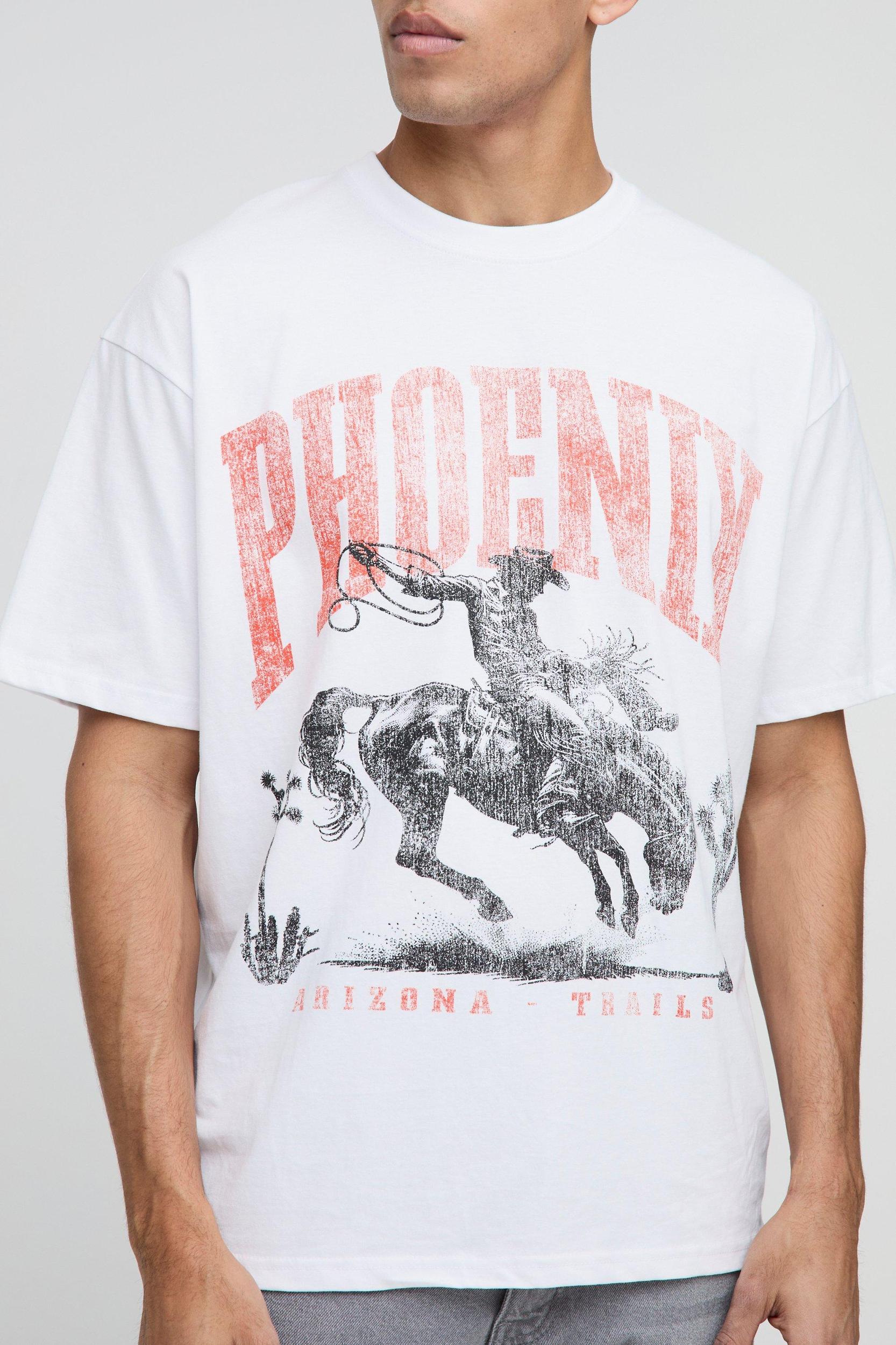 Oversized Phoenix Horse Western Graphic T-Shirt | boohooMAN USA Product Image