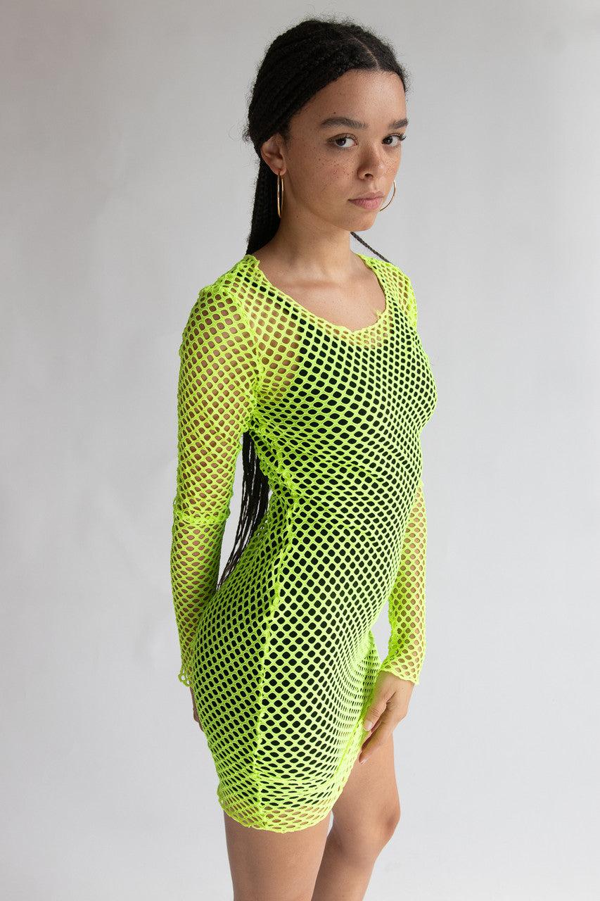 Neon Fishnet Dress Product Image