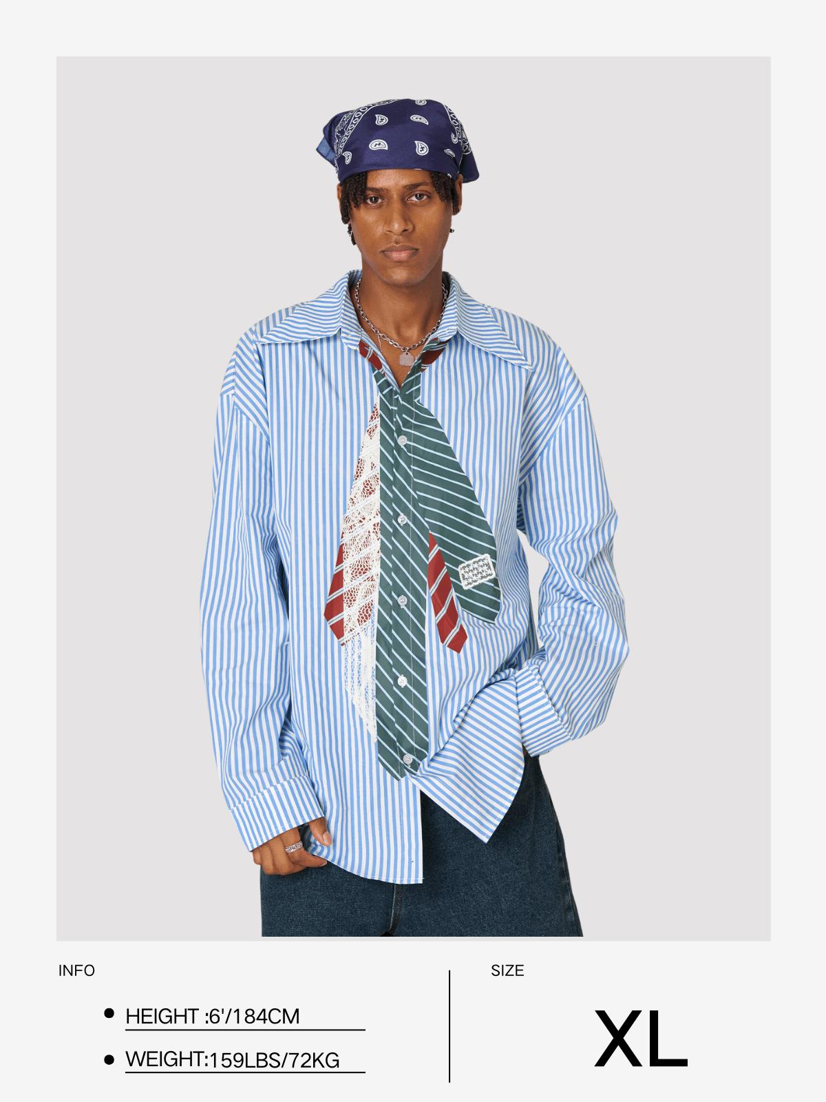 Aelfric Eden Necktie Graphic Stripe Long Sleeve Shirt Product Image