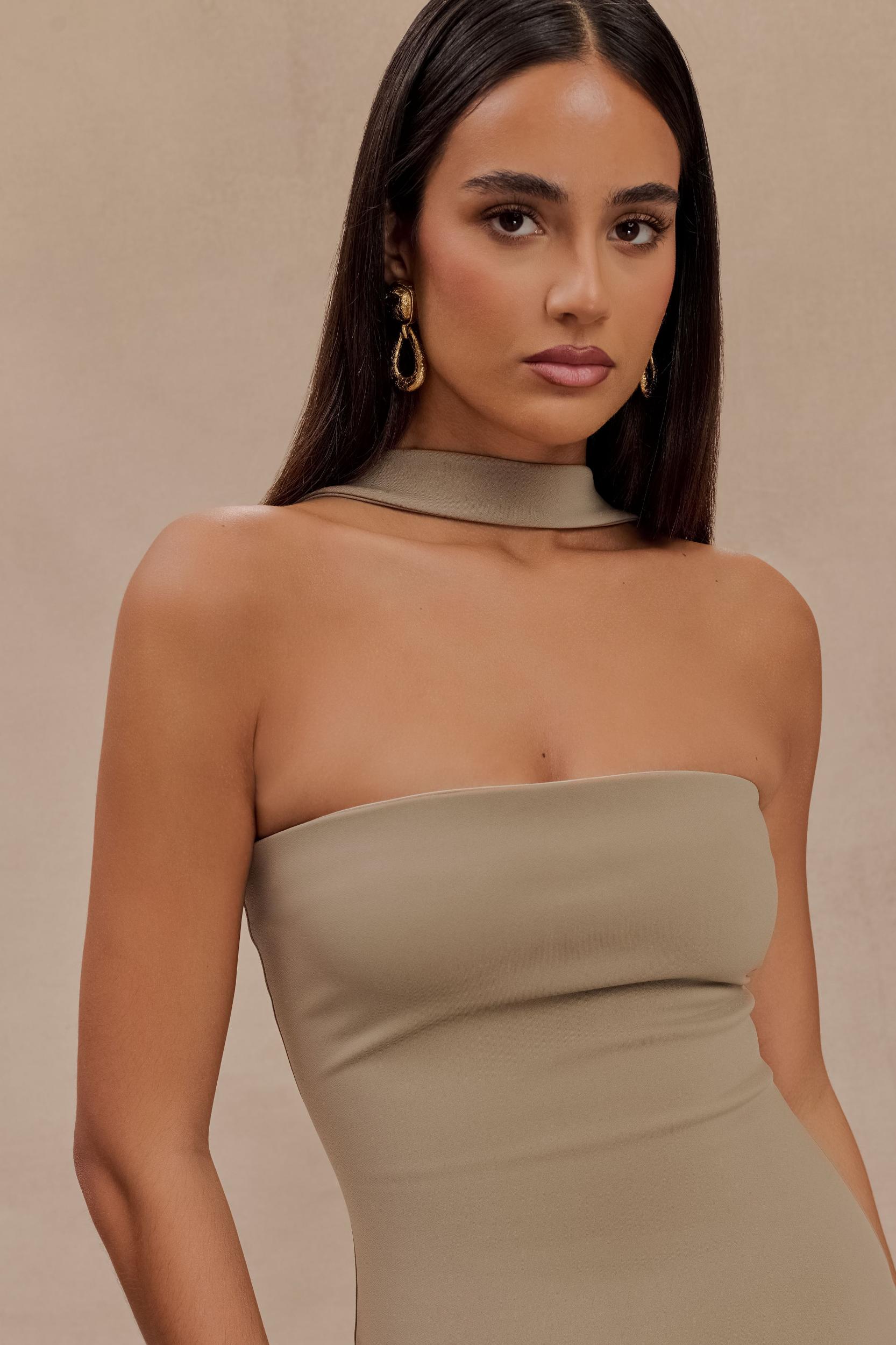 Velma Halter Collar Maxi Dress - Mushroom Product Image