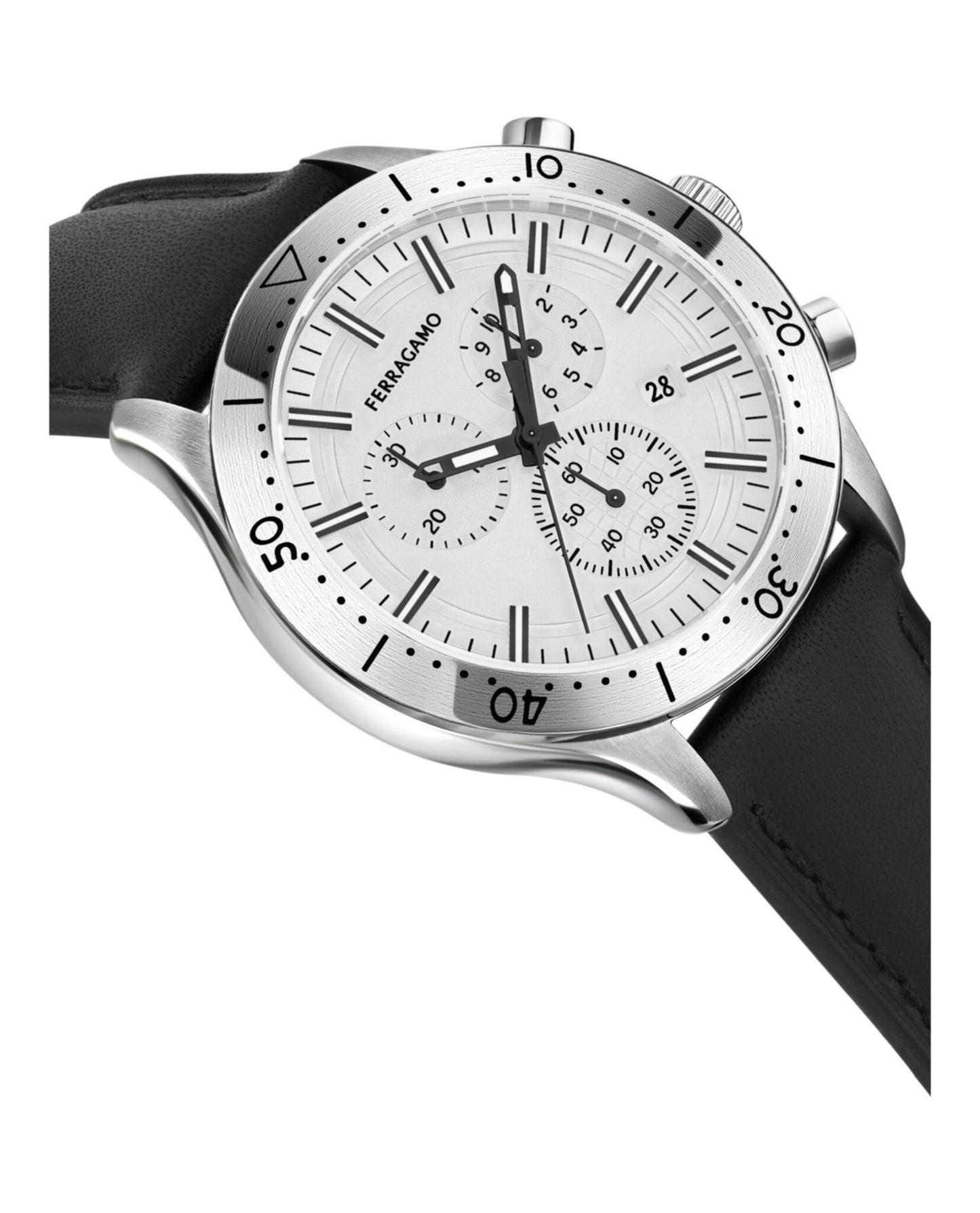 Ferragamo Master Chrono Leather Watch Product Image