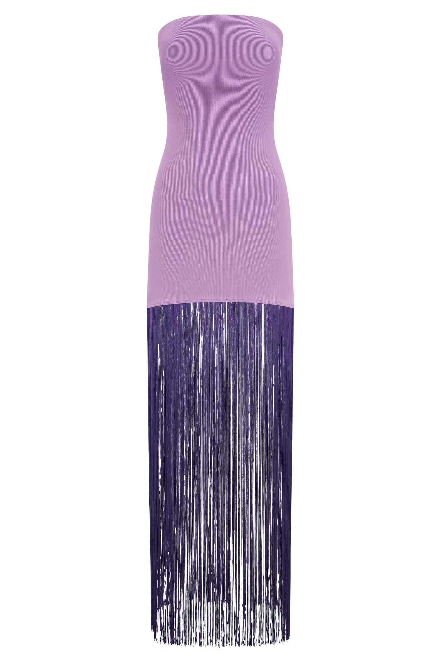 Koah Fringe Bandage Knit Maxi Dress - Purple Product Image