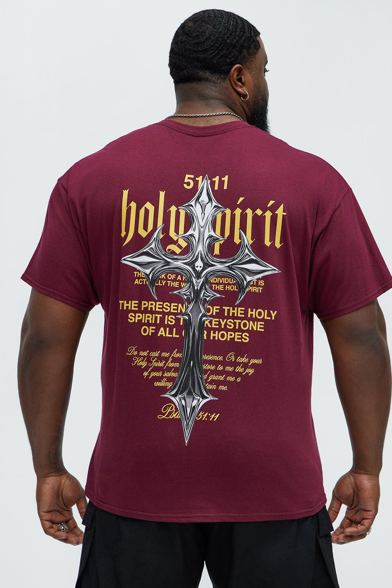 Holy Spirit Psalm Short Sleeve Tee - Burgundy Product Image