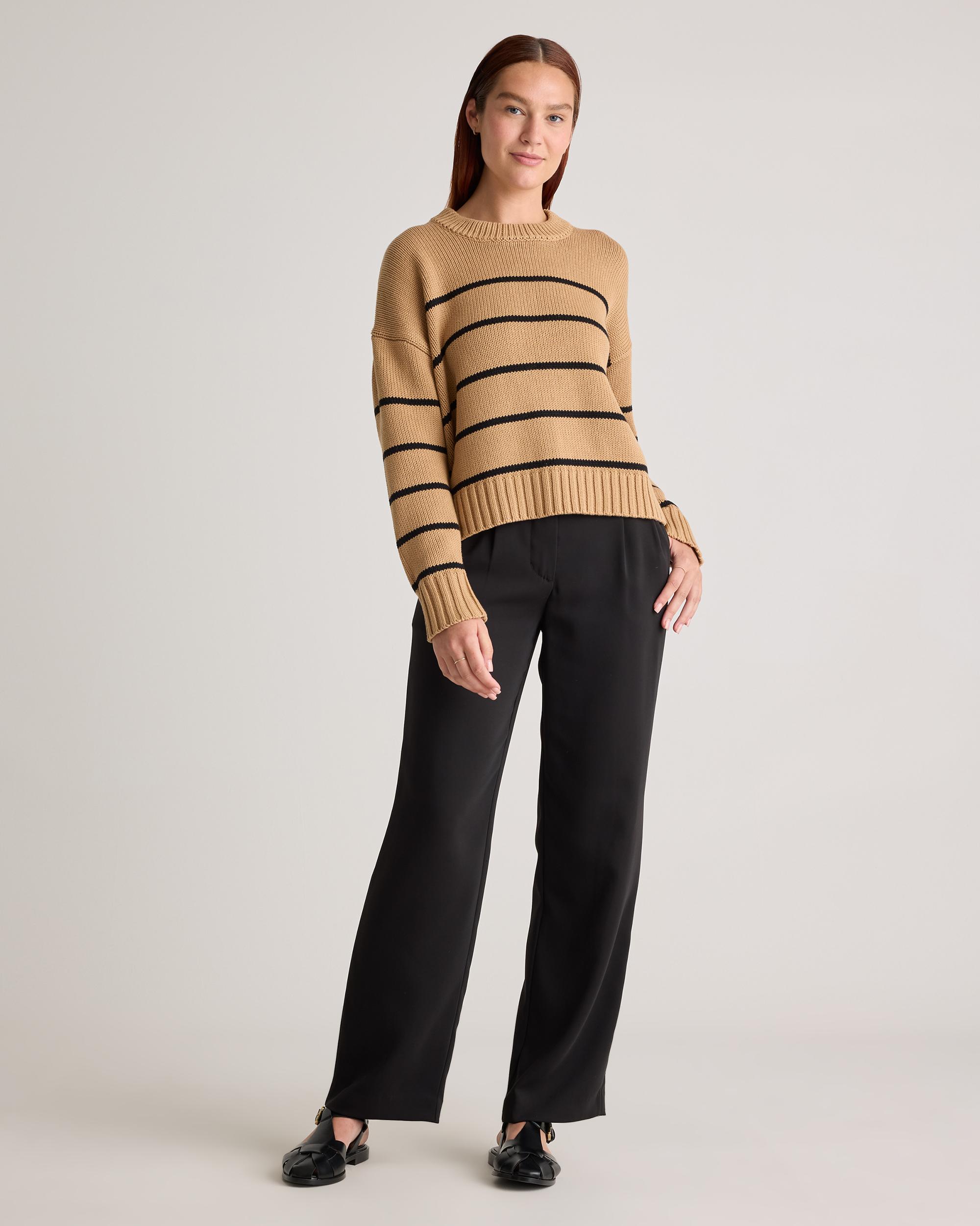 Quince | Women's Striped Crew Sweater Size XL, Organic Cotton Product Image