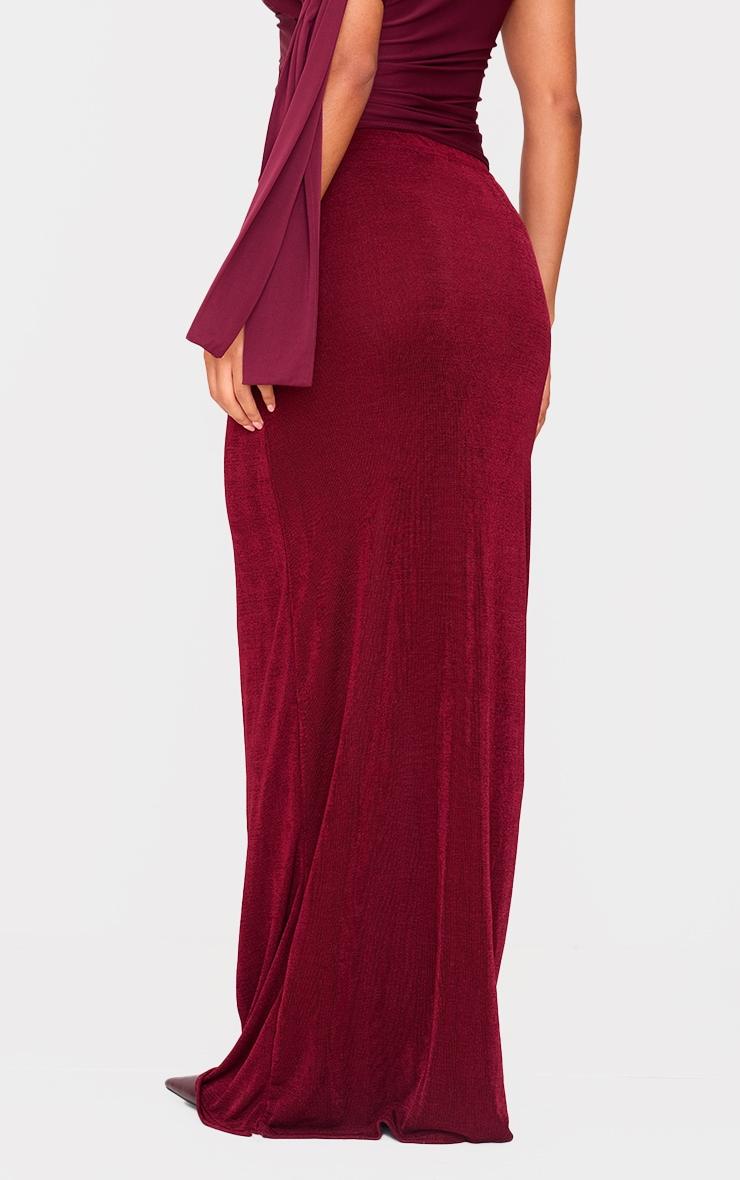 Burgundy Acetate Slinky Low Rise Maxi Skirt Product Image
