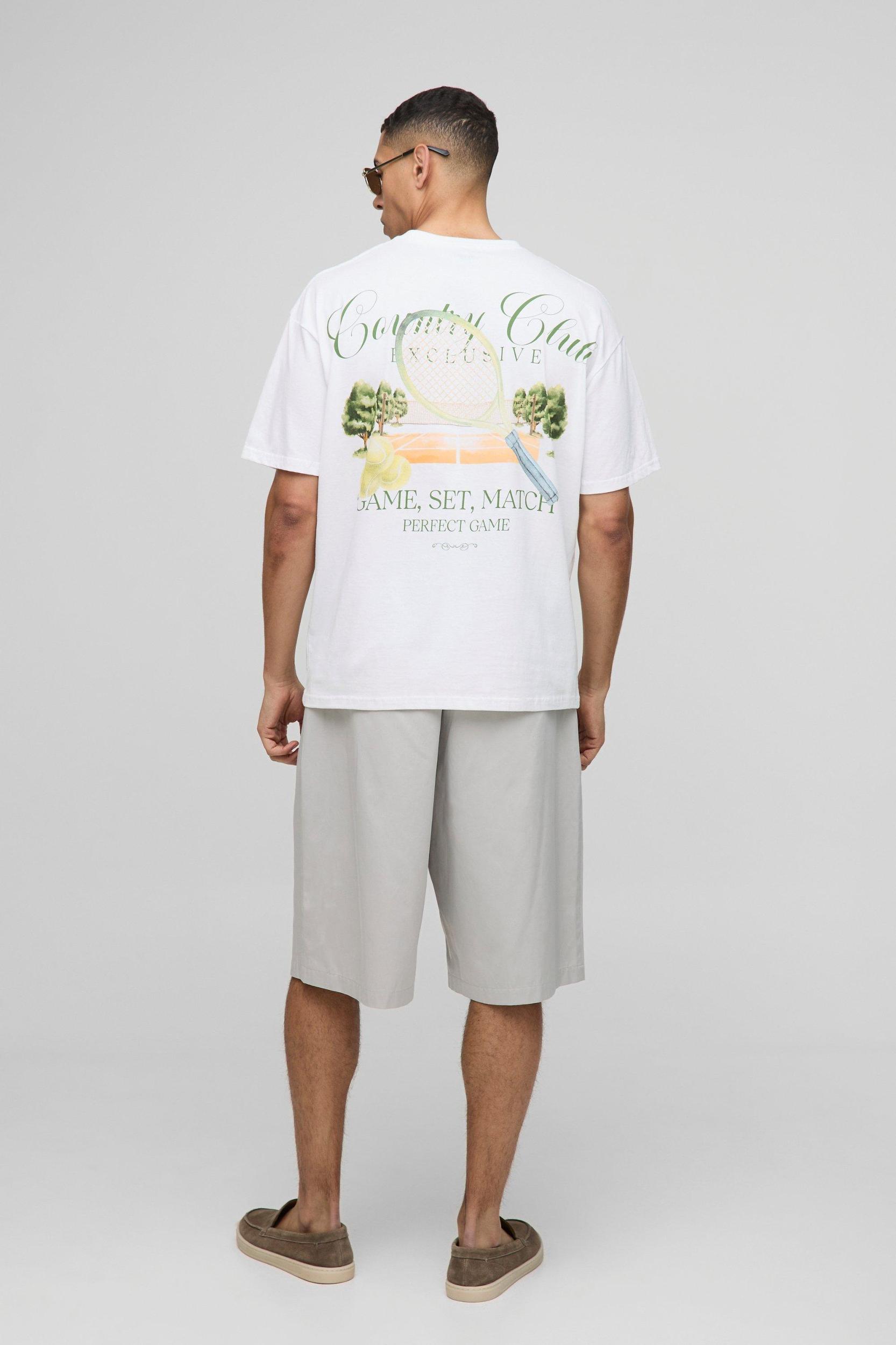 Oversized Country Club Tennis Graphic T-Shirt | boohooMAN USA Product Image