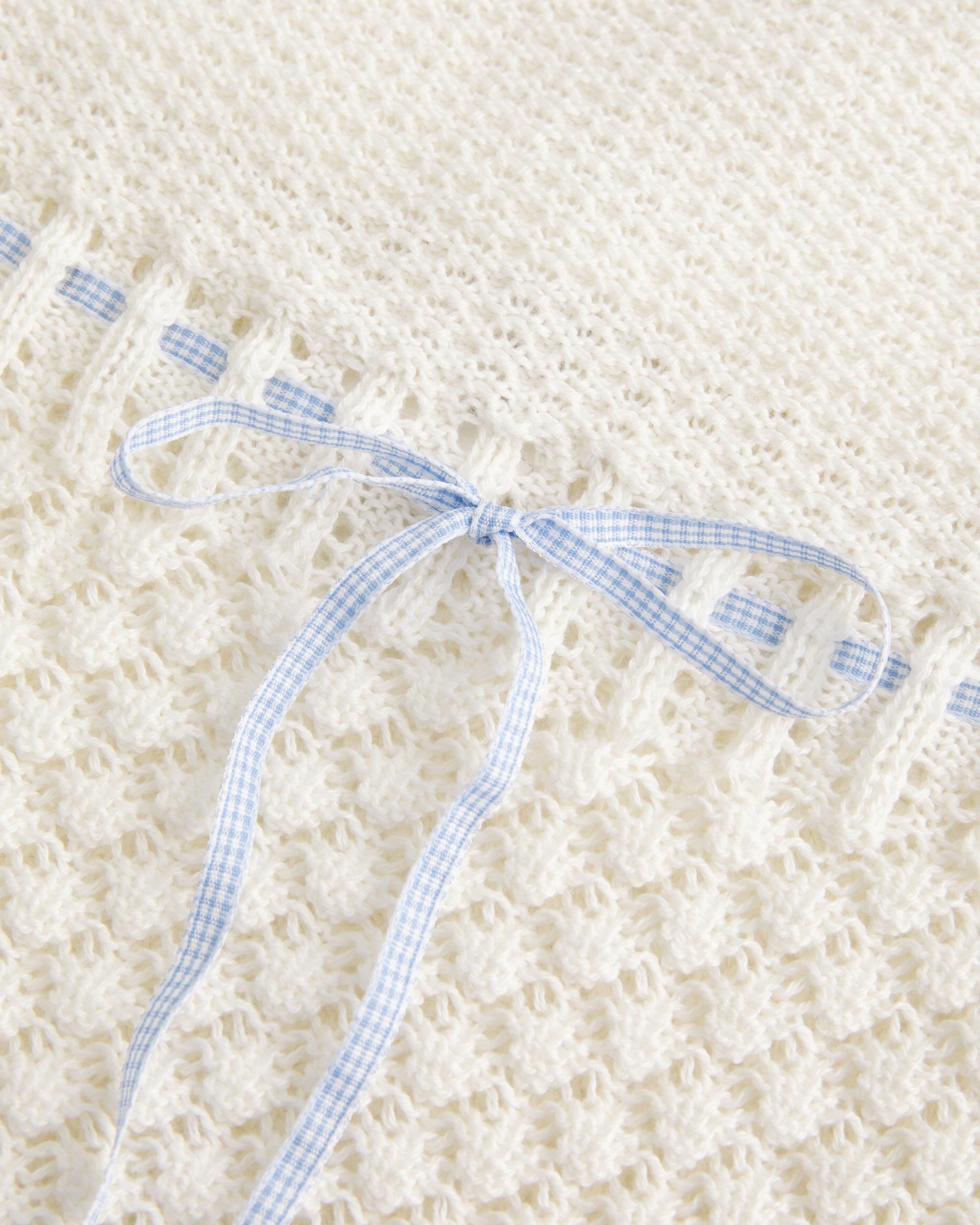 Crochet-Style Strapless Sweater Tube Top Product Image