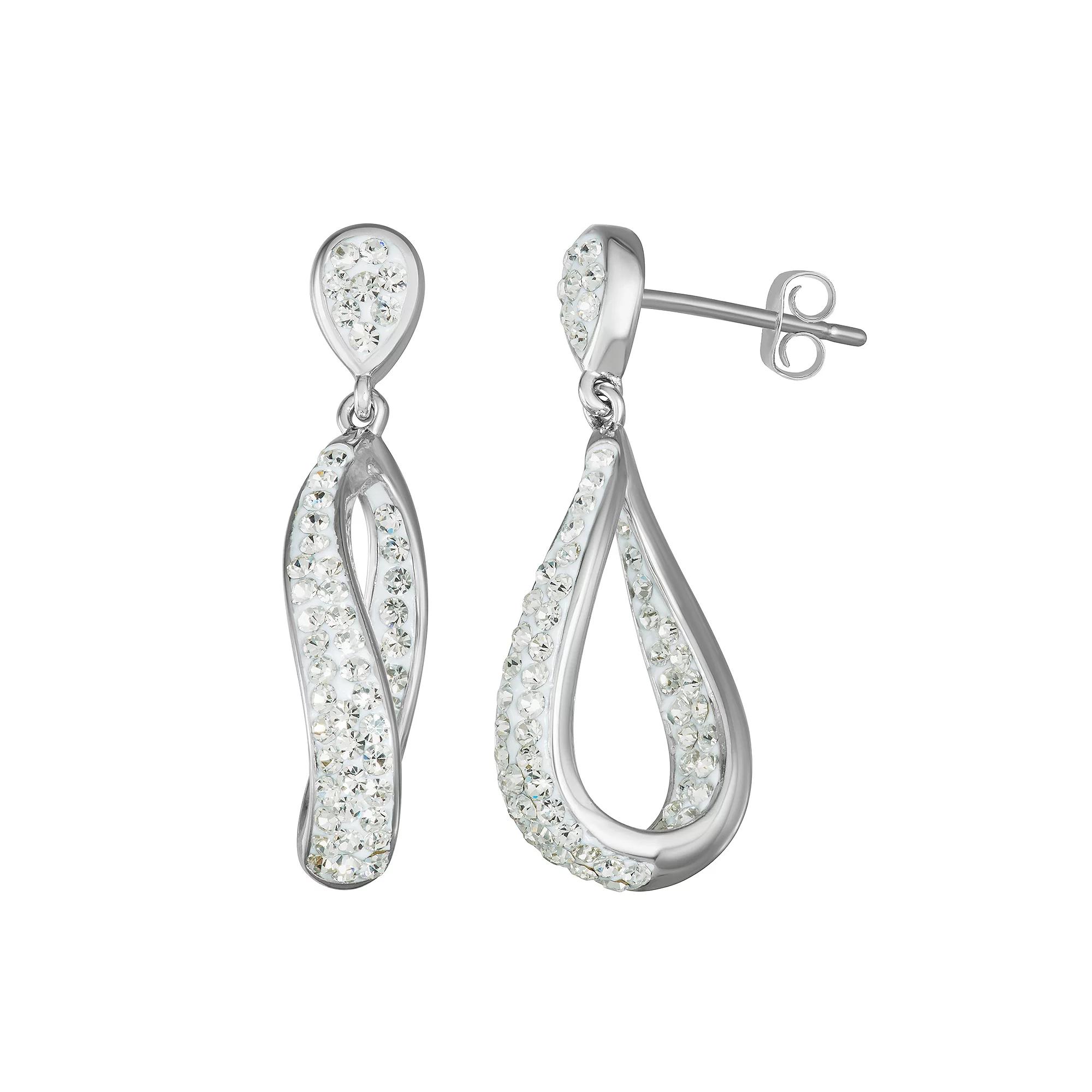 Chrystina Crystal Dangle Drop Earrings, Women's, Silver Tone Product Image