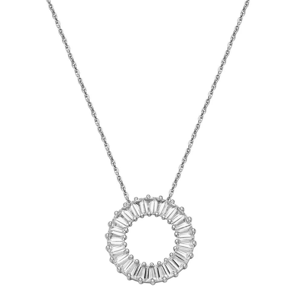 Sterling Silver Lab-Created White Sapphire Circle Necklace, Women's, Size: 18" Product Image