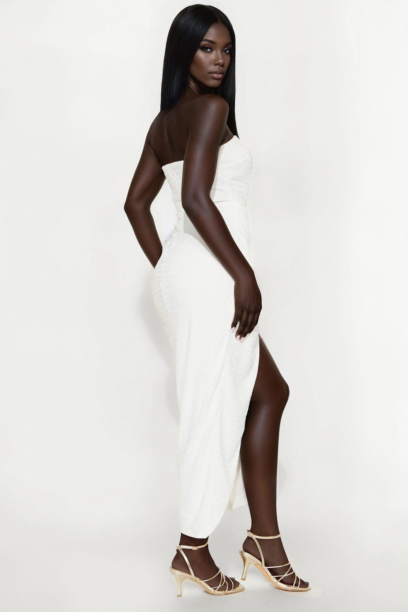 Alicia Textured Jacquard Maxi Dress - White Female Product Image