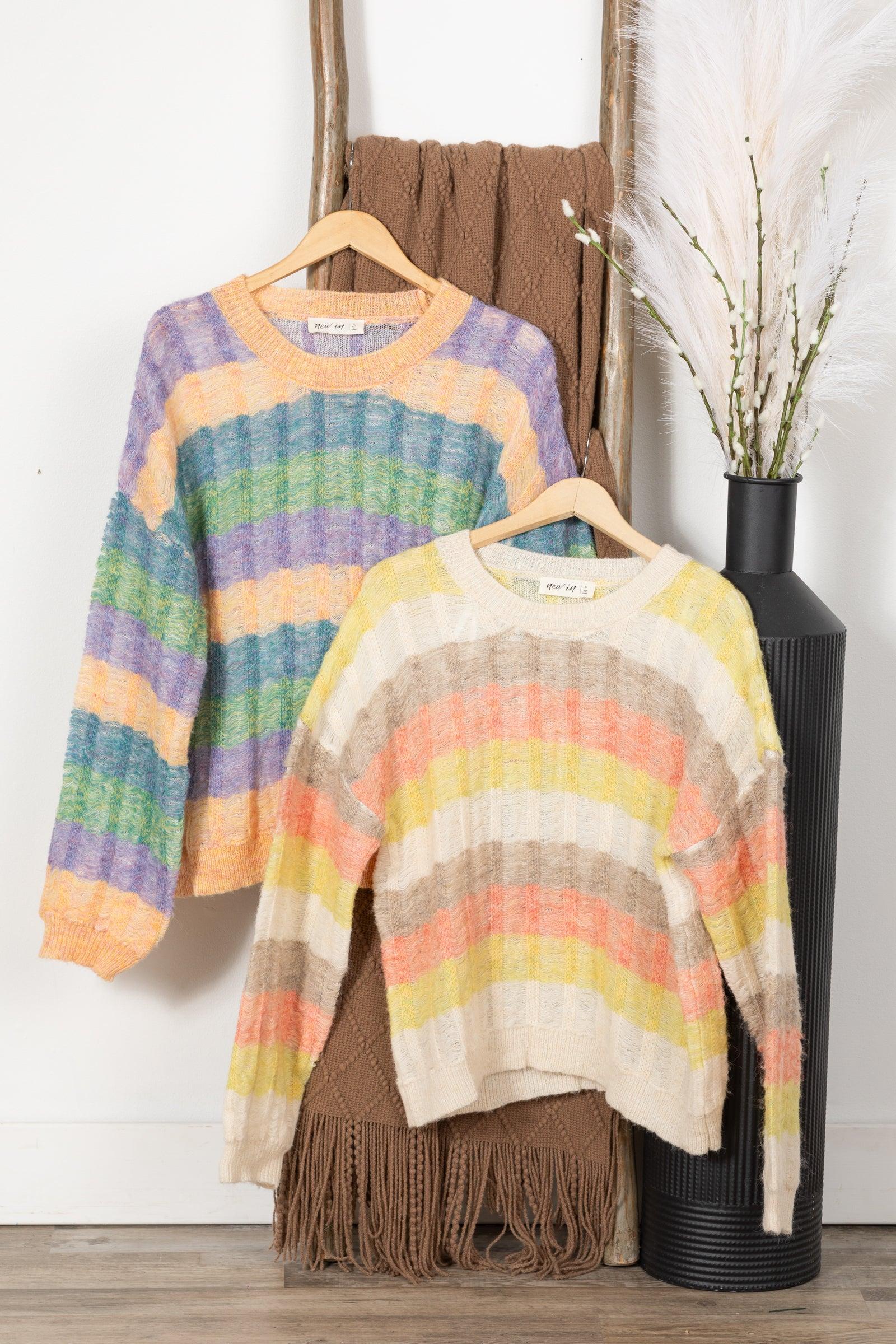 Multicolor Stripe Oversized Sweaters Product Image
