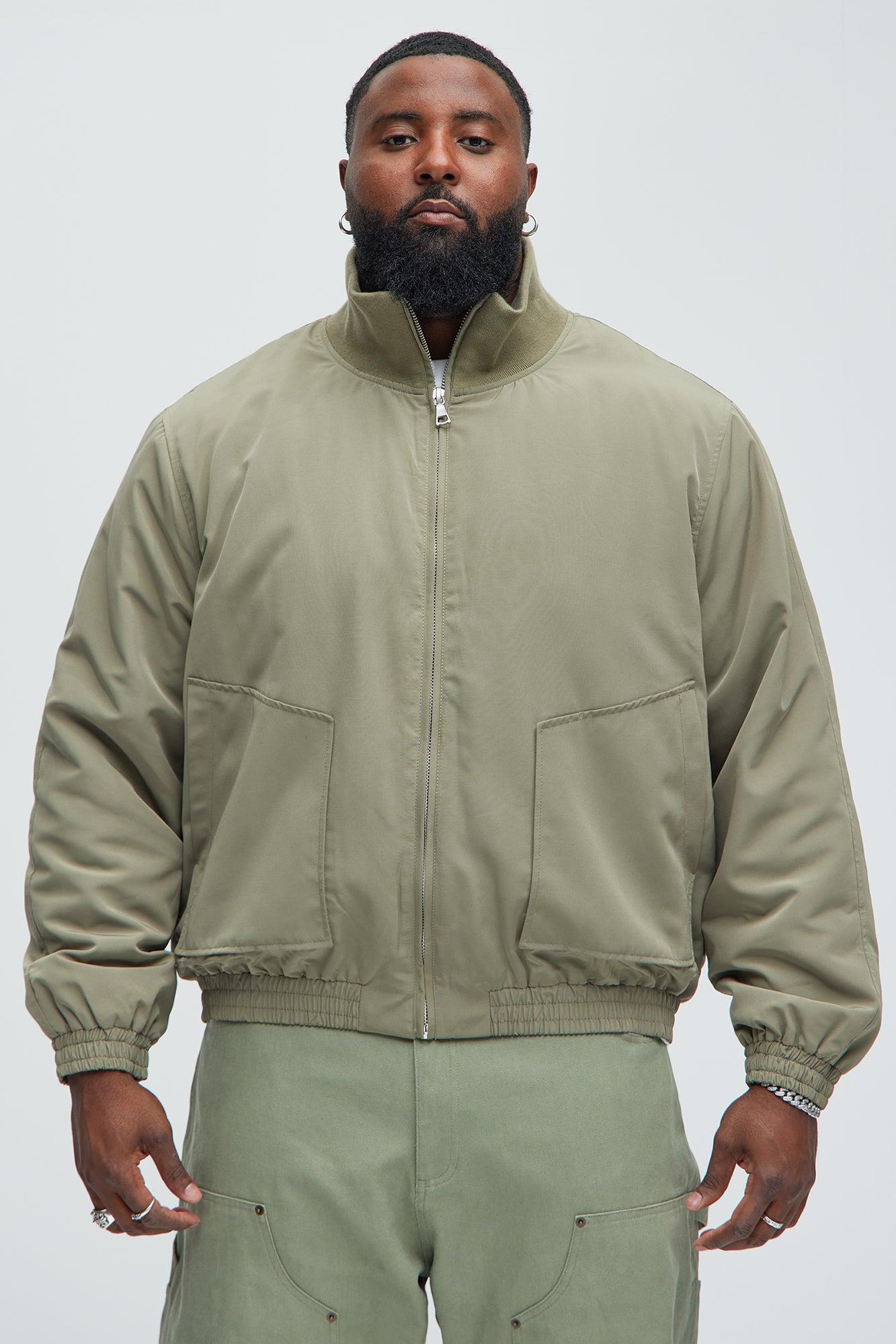 Favre Zip-Through Mock Neck Bomber Jacket - Olive Product Image