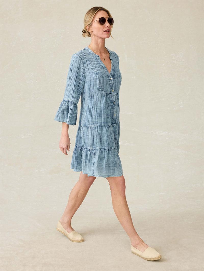 Dune Cotton Gauze Kasey Dress - Light Indigo Wash Product Image