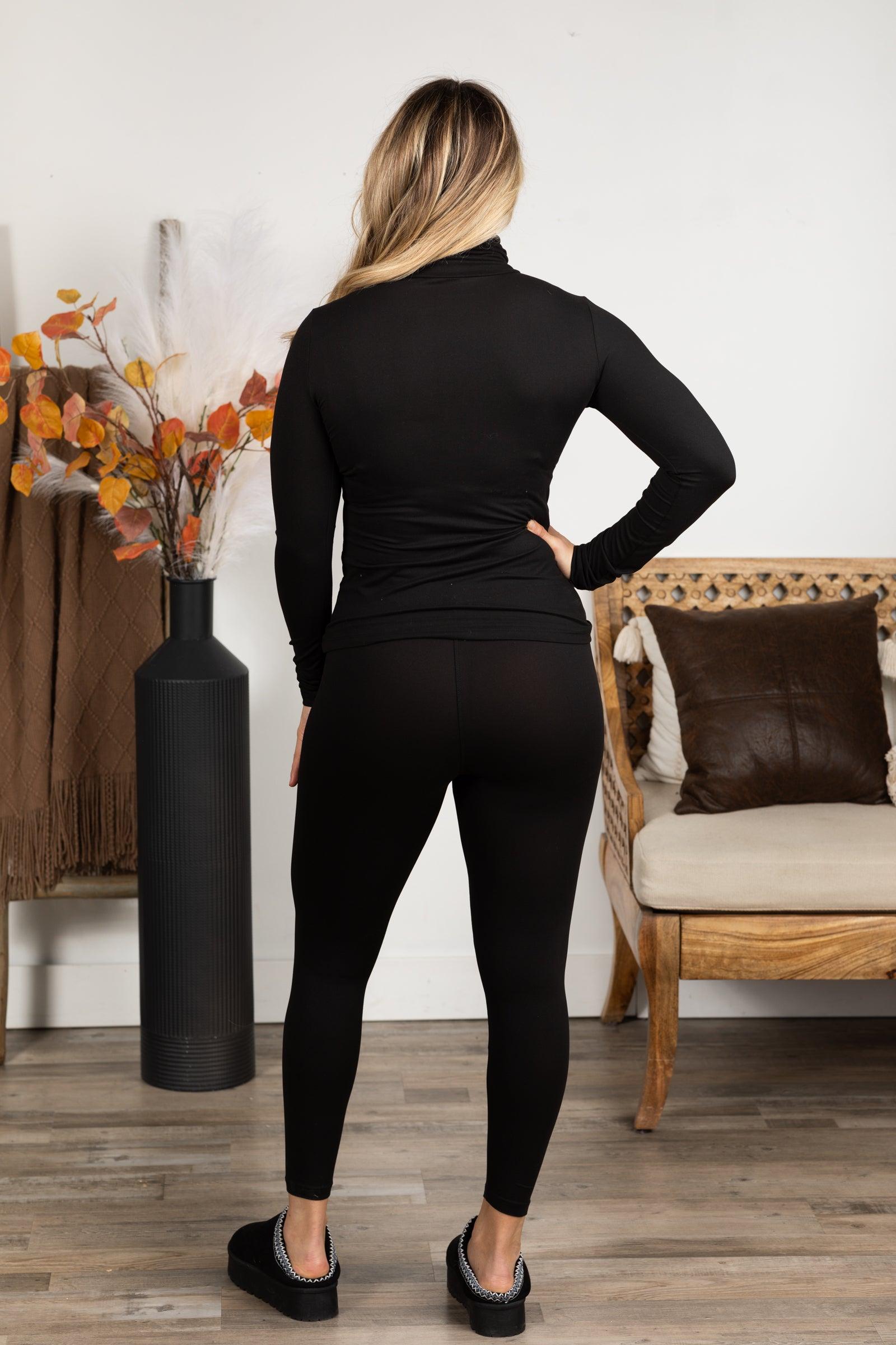 Microfiber Mock Neck and Leggings Set Product Image
