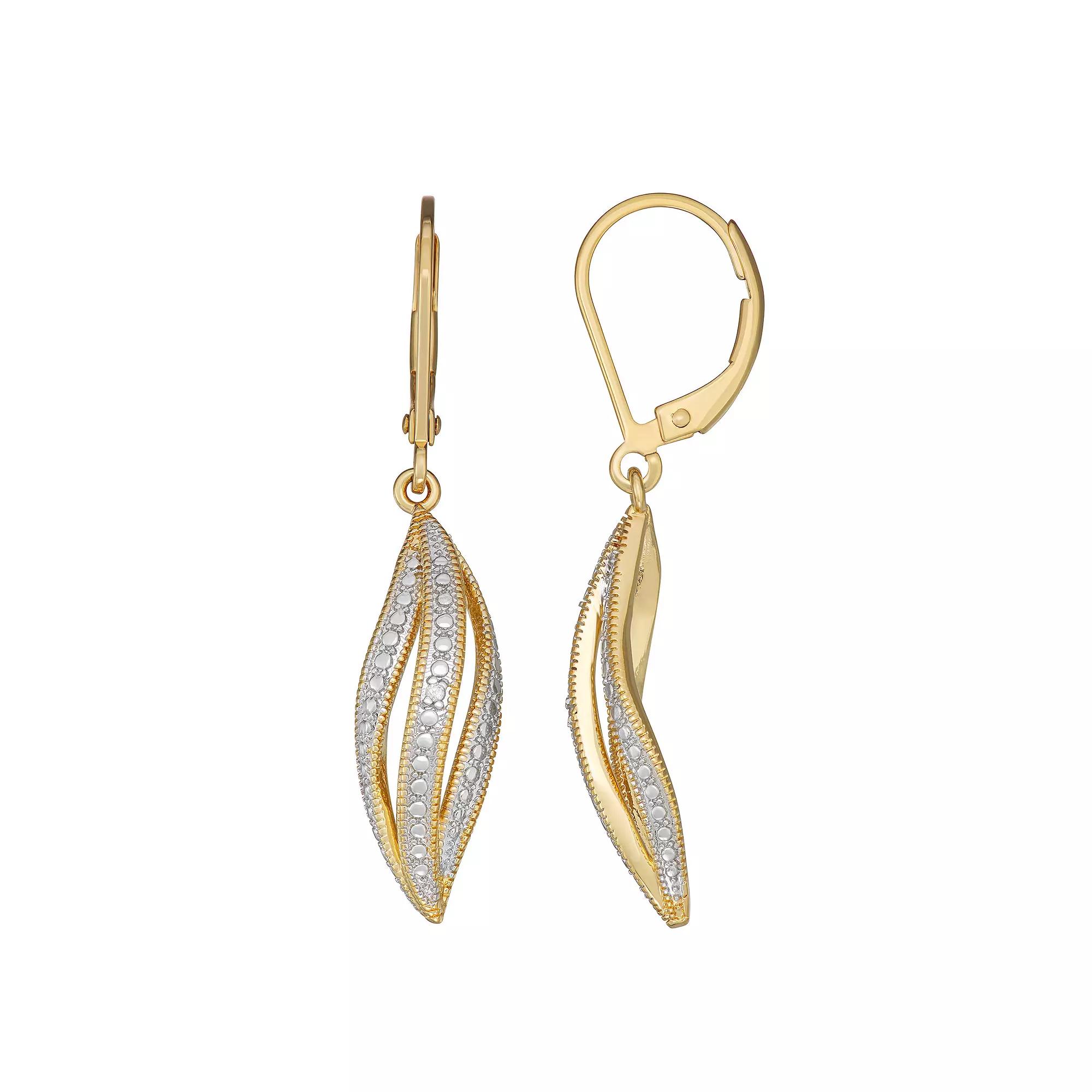 18K Gold over Sterling Silver Diamond Accent Drop Earrings, Women's, Gold Tone Product Image