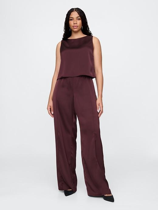Mid Rise Recycled Satin Seamed Pants Product Image