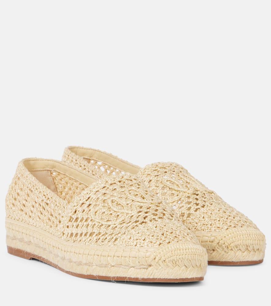 CHLOÉ Womens Chloe Isla Logo-embossed Crochet Espadrilles In Brown Product Image