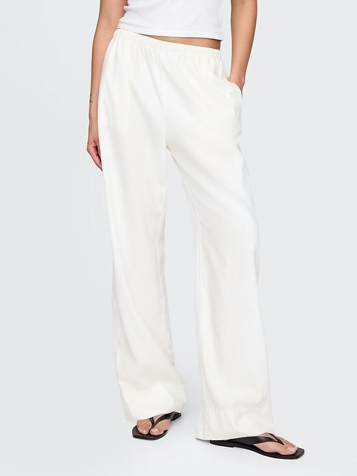 Linen-Blend Easy Wide-Hem Pants Product Image