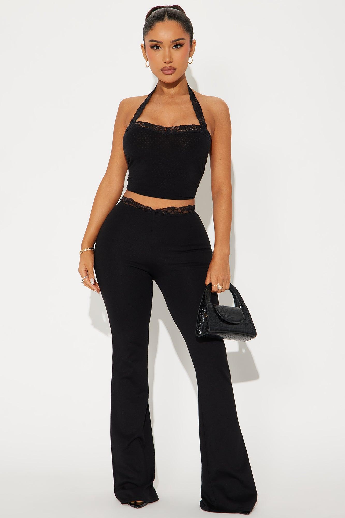 Easy Going Lace Trim Halter Top - Black Product Image