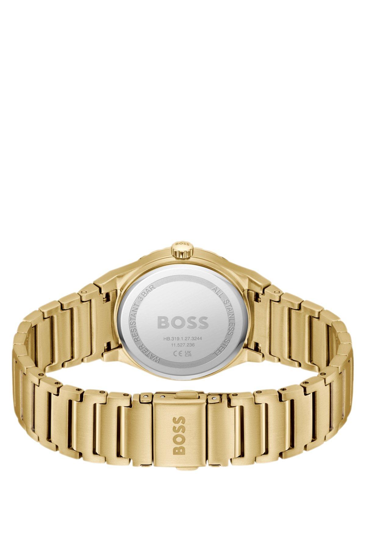 BOSS - Gold-tone watch with crystal indexes and link bracelet Product Image